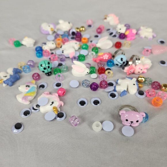 Lot of Craft Embellishments Plastic 3D Unicorn Bunny Whale Lady Bug Google Eyes - Picture 7 of 8